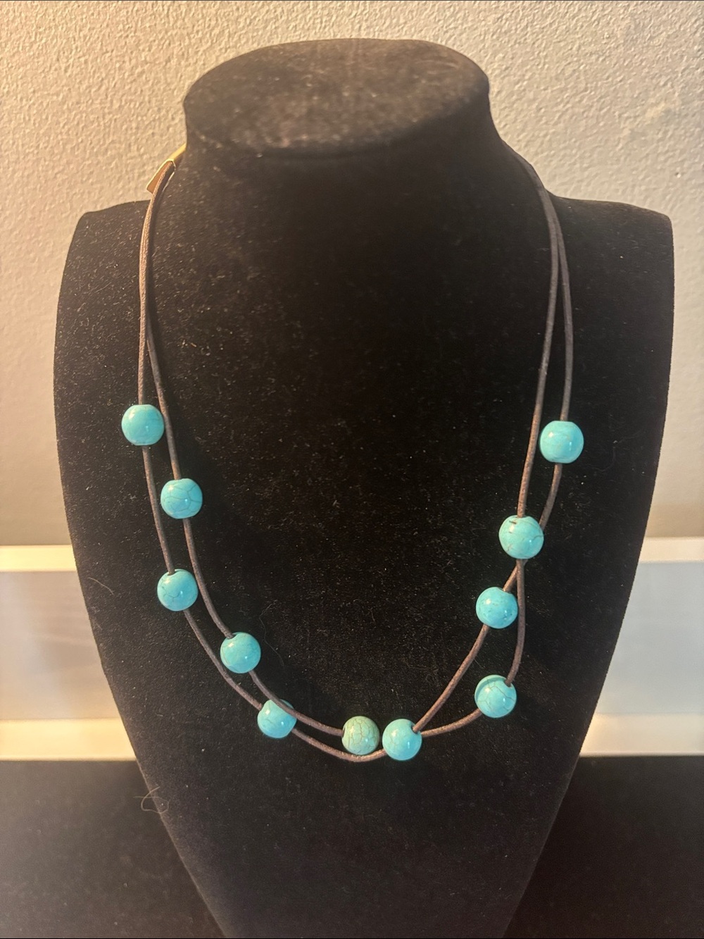 Turquoise Bead Double-Strand cloth Necklace - Women Jewelry